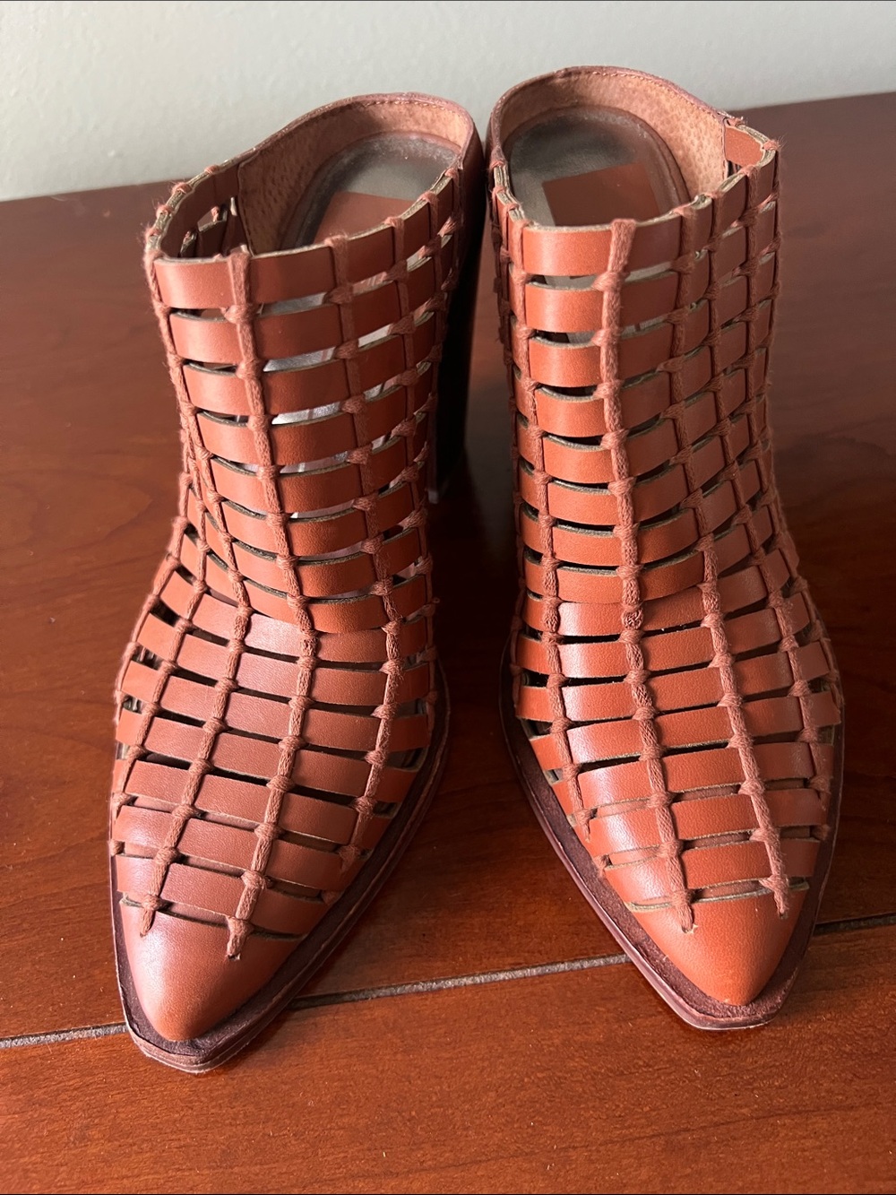 Dolce Vita Woven Pointed Toe Ankle Booties - Brown